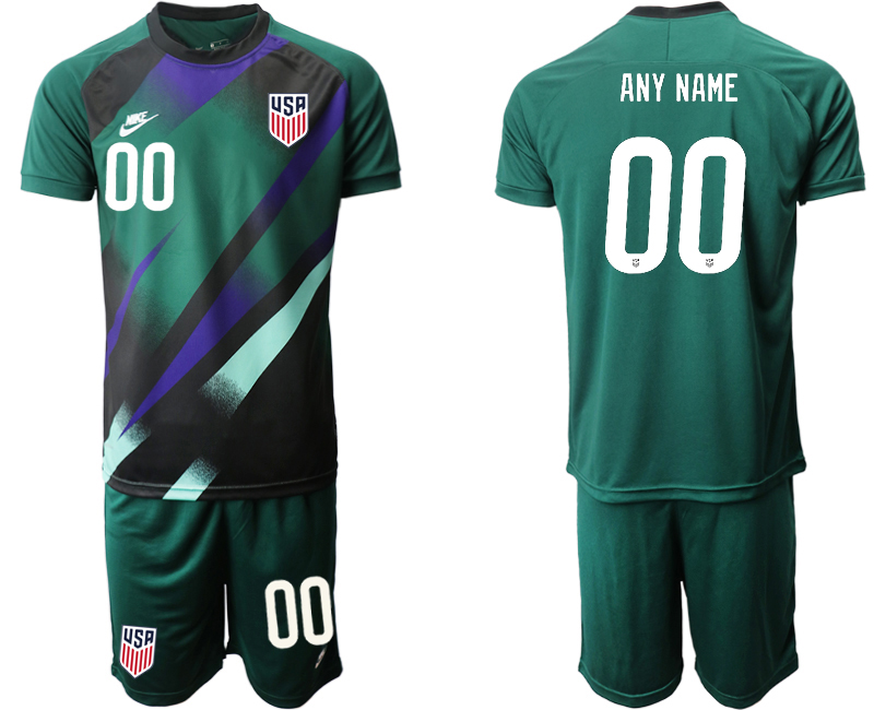 Men 2020-2021 Season National team United States goalkeeper green customized Soccer Jersey1